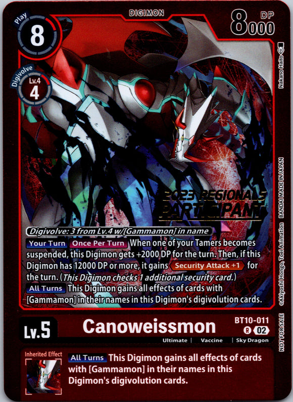 Canoweissmon (2023 Regionals Participant) [BT10-011] [Xros Encounter] Foil
