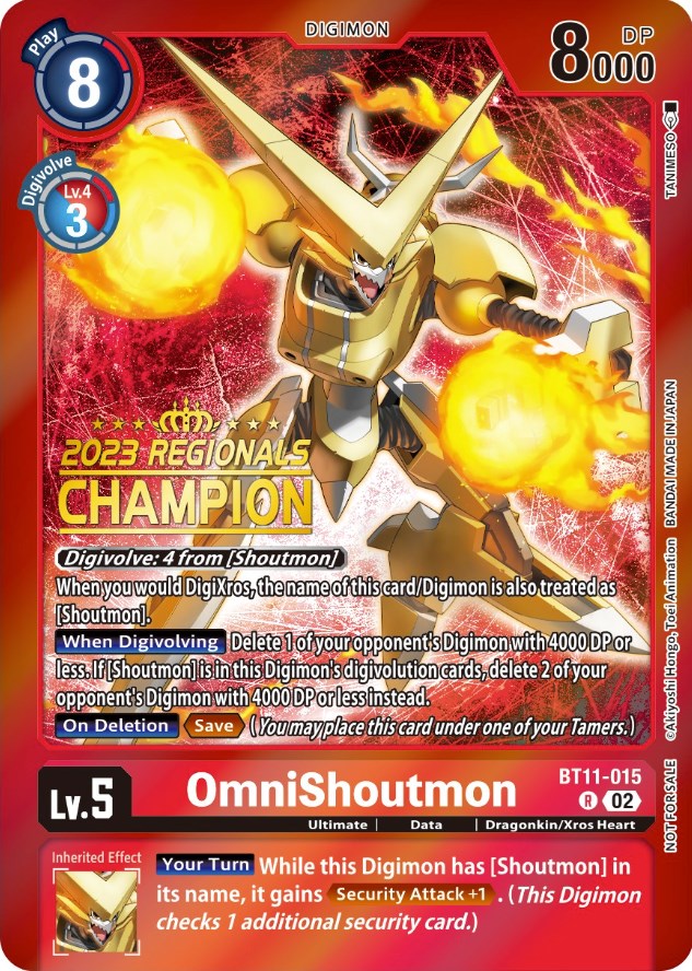 OmniShoutmon (2023 Regionals Champion) [BT11-015] [Dimensional Phase] Foil