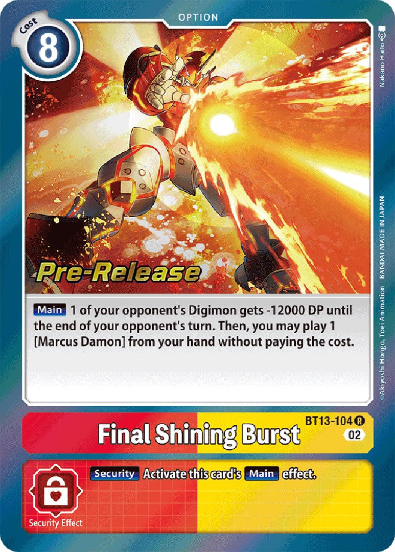 Final Shining Burst [BT13-104] [Versus Royal Knights Pre-Release Cards] Foil