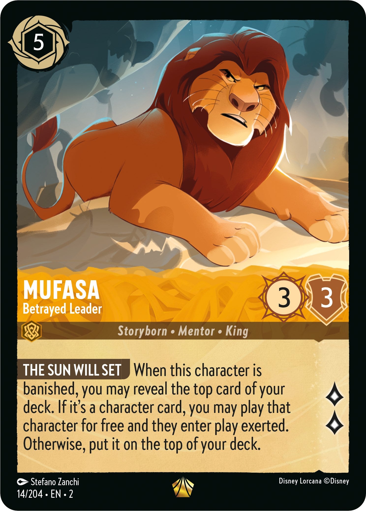 Mufasa - Betrayed Leader 14/204 (Rise of the Floodborn) Cold Foil