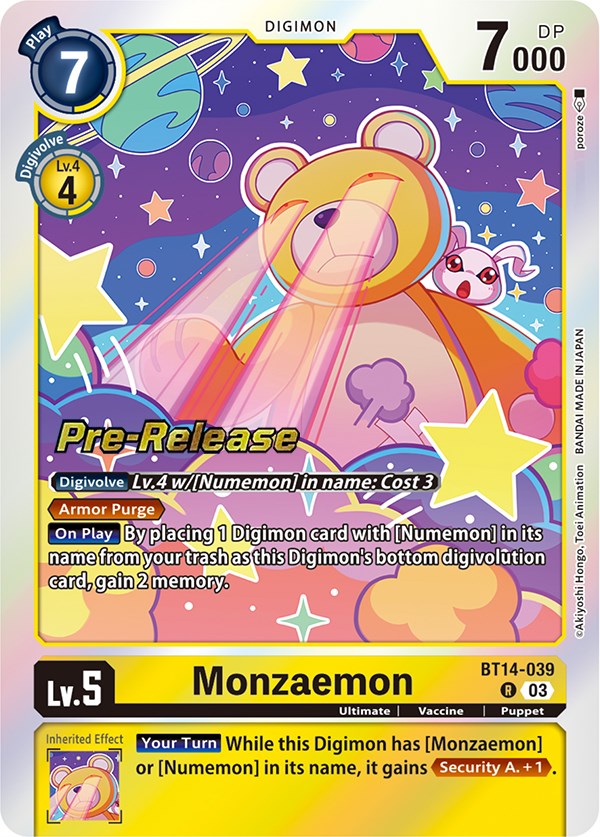 Monzaemon [BT14-039] [Blast Ace Pre-Release Cards] Foil