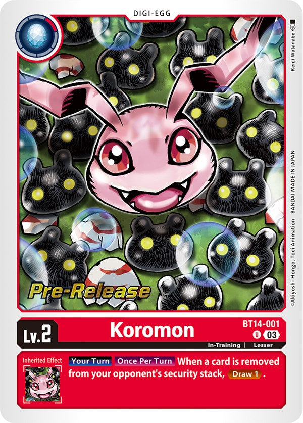 Koromon [BT14-001] [Blast Ace Pre-Release Cards] Foil