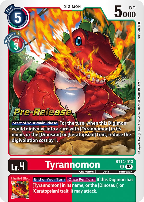 Tyrannomon [BT14-013] [Blast Ace Pre-Release Cards] Foil