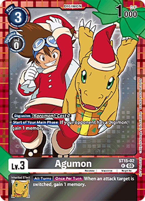 Agumon (Winter Holiday 2023) [ST15-02] [Starter Deck 15: Dragon of Courage] Foil