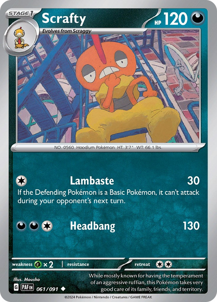 Scrafty [061/091] - (Paldean Fates) Reverse Holofoil