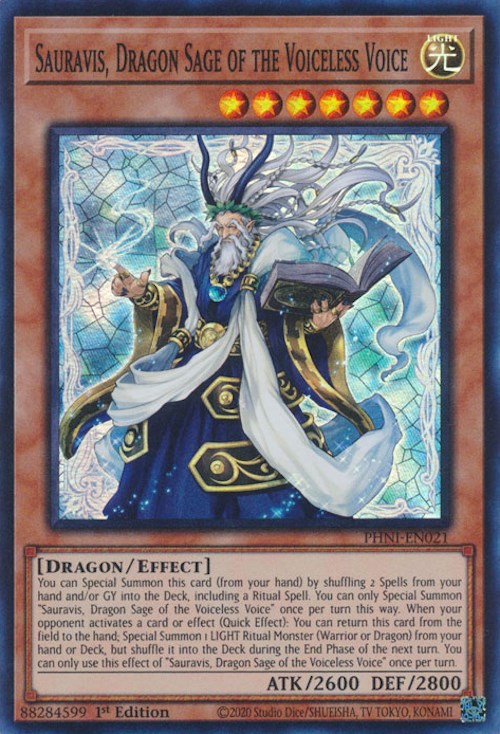 Sauravis, Dragon Sage of the Voiceless Voice [PHNI-EN021] - (Super Rare) 1st Edition