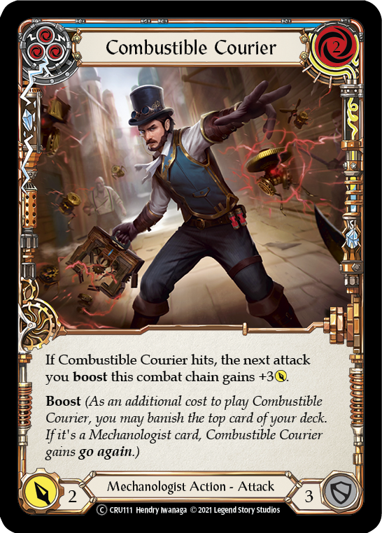 Combustible Courier (Blue) (Rainbow Foil) [CRU111-RF] Unlimited Rainbow Foil - Duel Kingdom