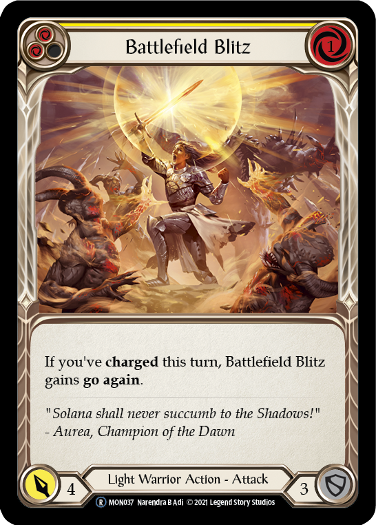 Battlefield Blitz (Yellow) (Rainbow Foil) [U-MON037-RF] Unlimited Rainbow Foil - Duel Kingdom