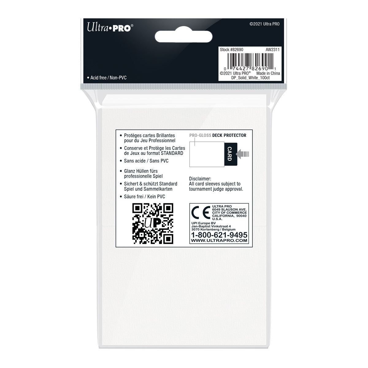 100ct PRO-Gloss White Standard Deck Protector® sleeves - Duel Kingdom