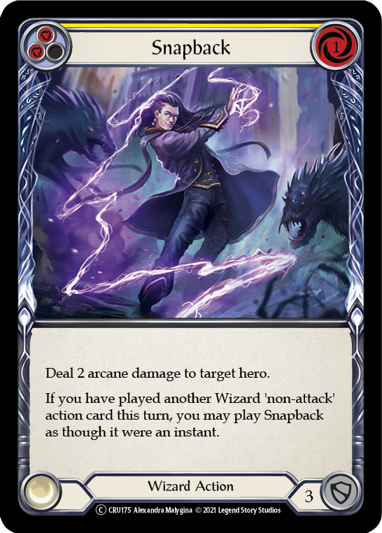 Snapback (Yellow) (Rainbow Foil) [CRU175-RF] Unlimited Rainbow Foil - Duel Kingdom