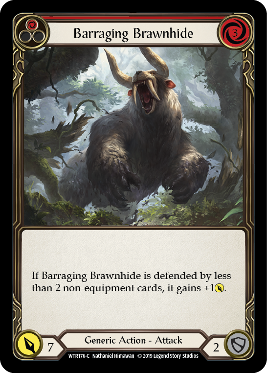 Barraging Brawnhide (Red) [WTR176-C] Alpha Print Rainbow Foil - Duel Kingdom