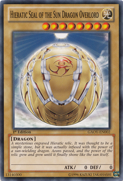 Hieratic Seal of the Sun Dragon Overlord [GAOV-EN002] Common - Duel Kingdom