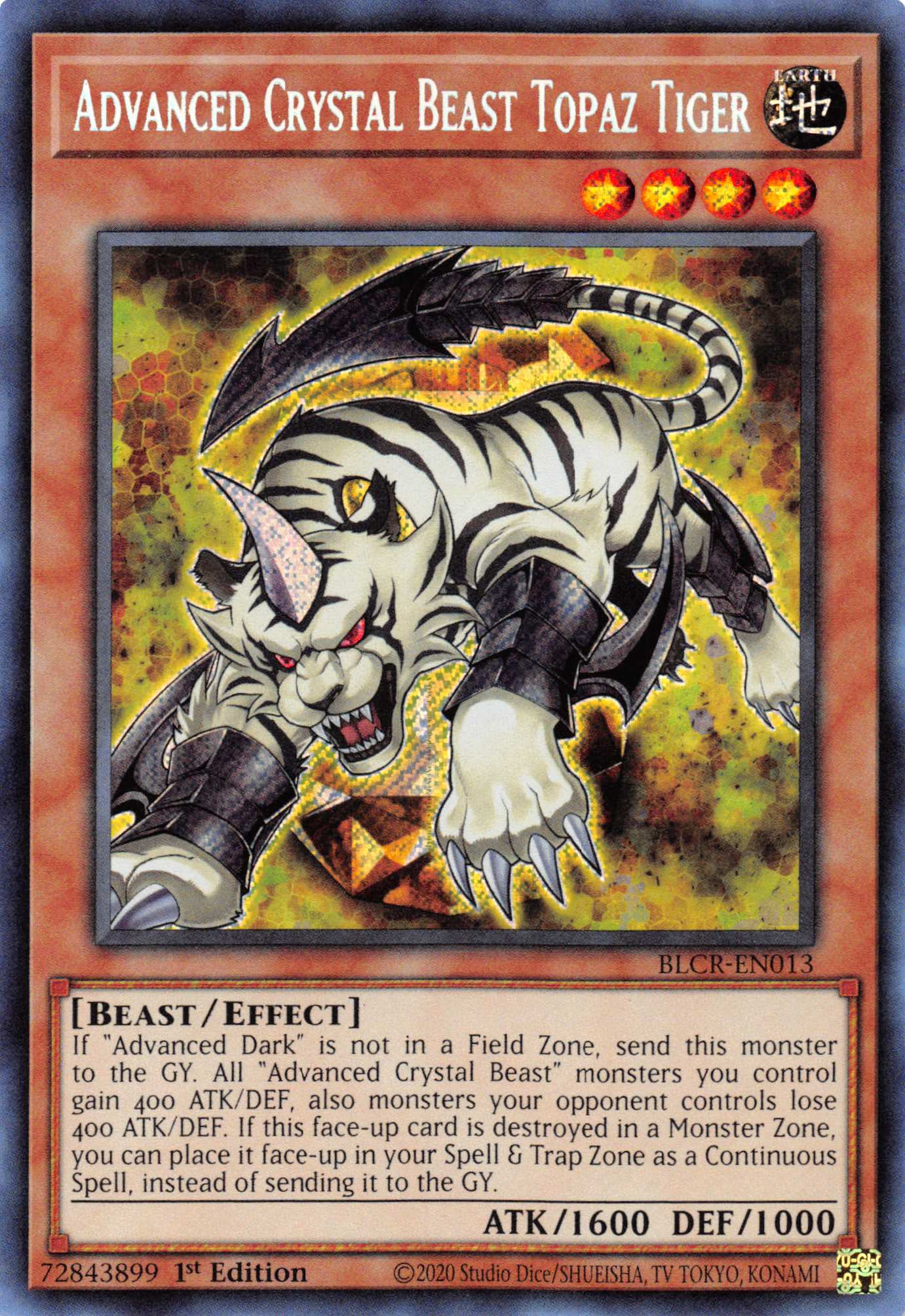 Advanced Crystal Beast Topaz Tiger [BLCR-EN013] Secret Rare