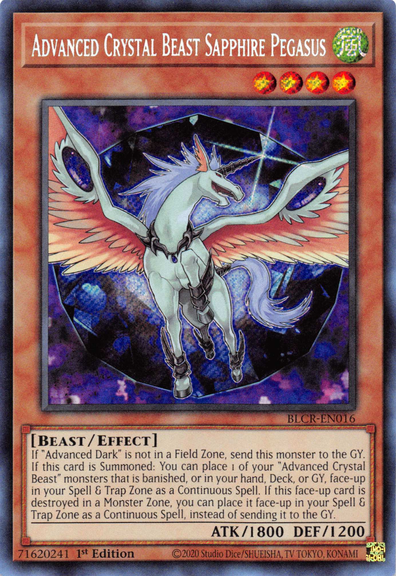 Advanced Crystal Beast Sapphire Pegasus [BLCR-EN016] Secret Rare