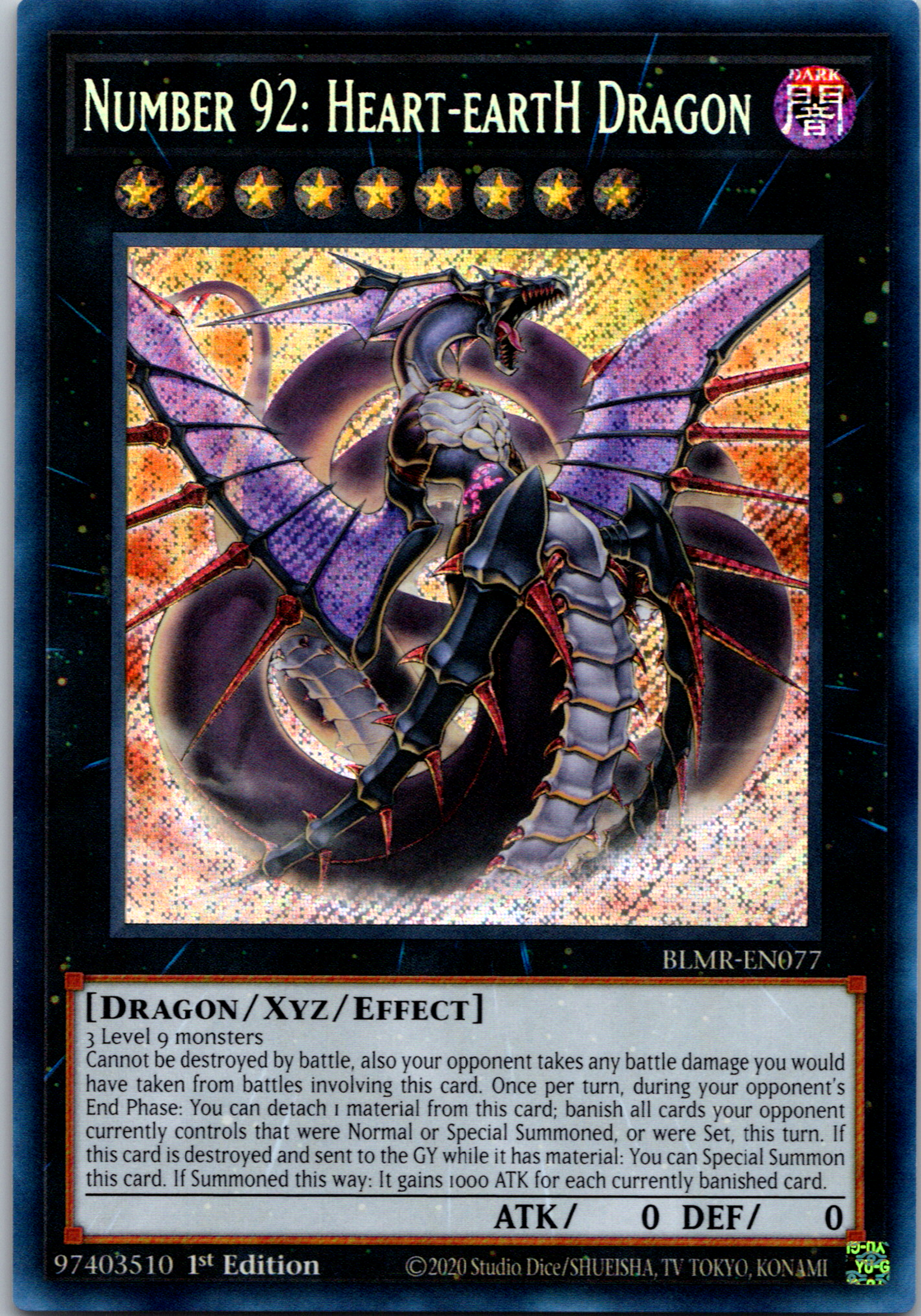 Number 92: Heart-eartH Dragon [BLMR-EN077] Secret Rare