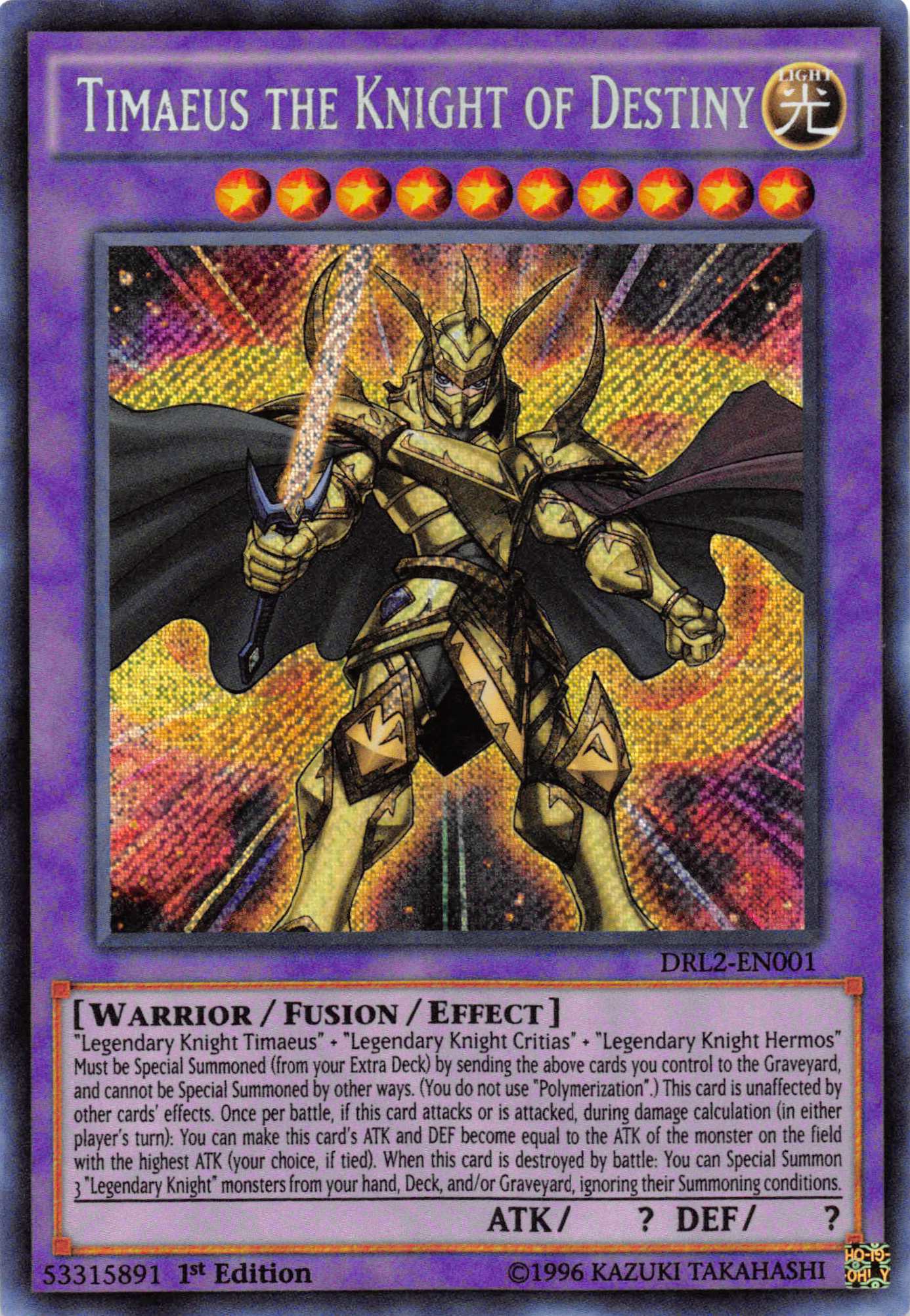 Timaeus the Knight of Destiny [DRL2-EN001] Secret Rare