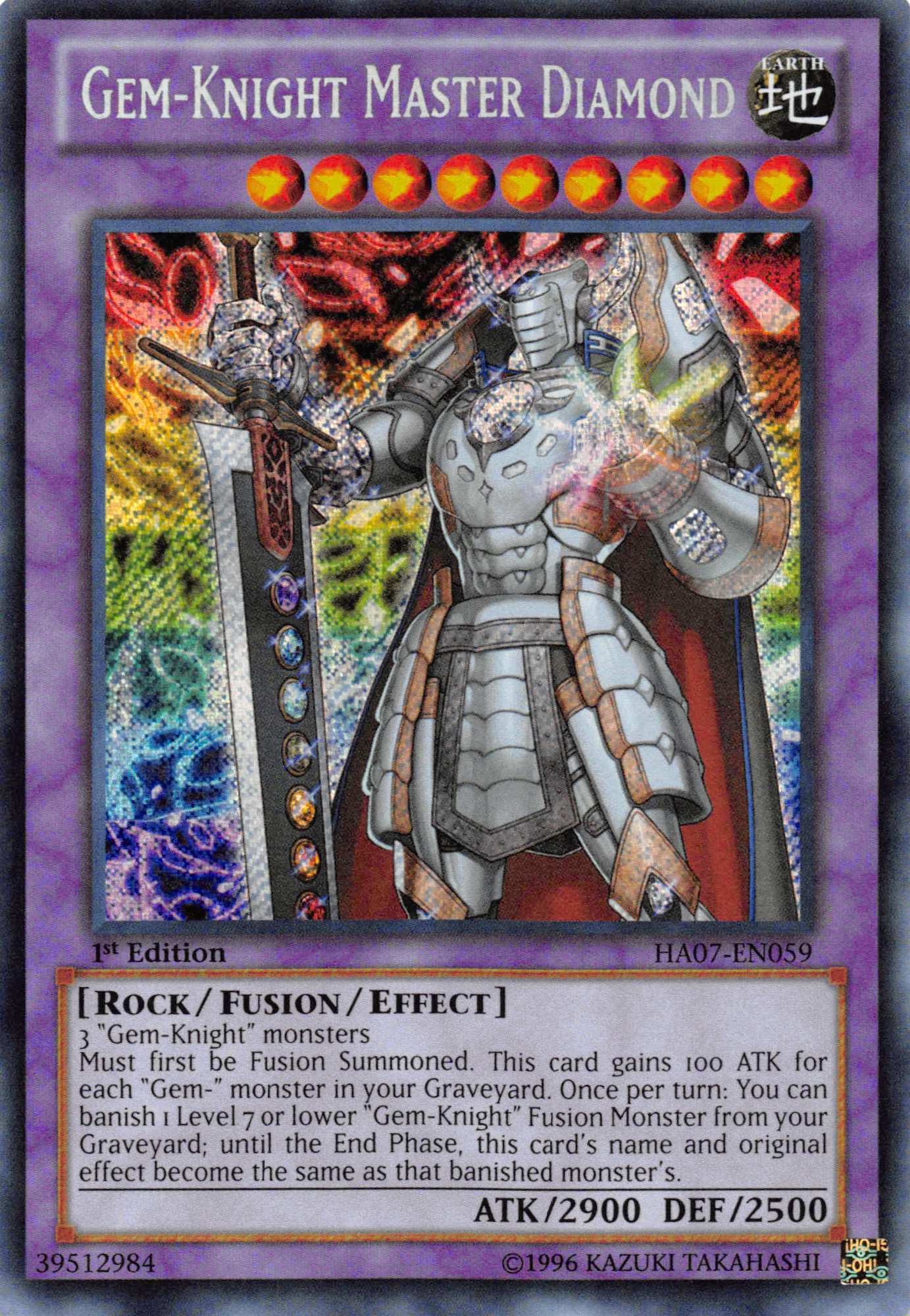 Gem-Knight Master Diamond [HA07-EN059] Secret Rare