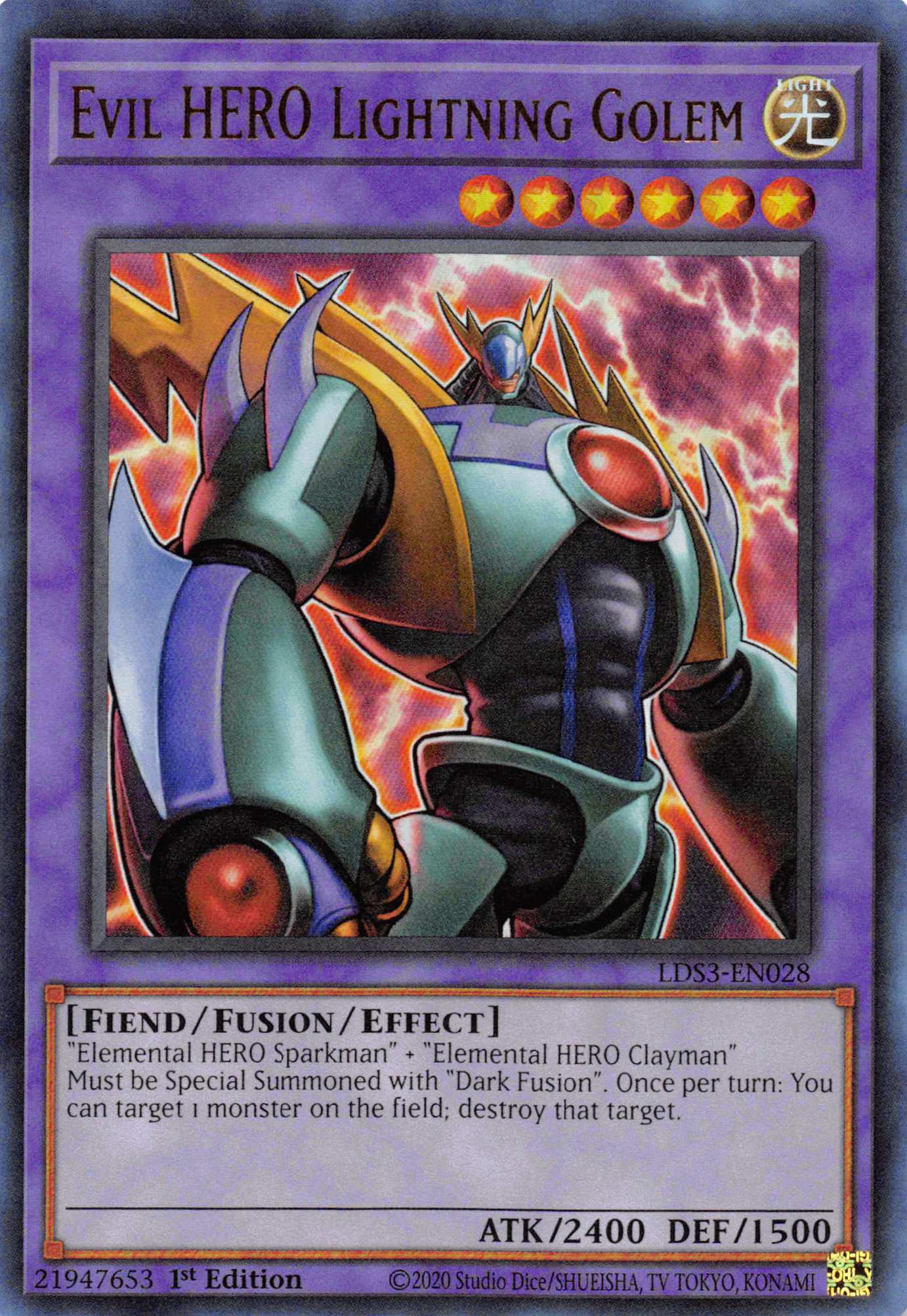 Evil HERO Lightning Golem [LDS3-EN028] Ultra Rare