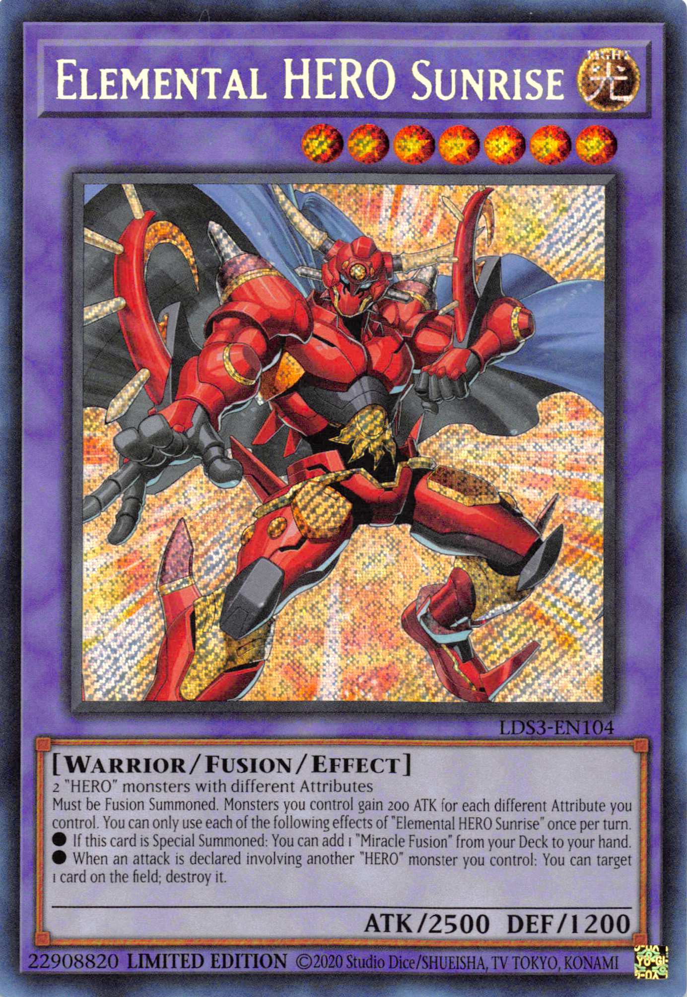 Elemental HERO Sunrise [LDS3-EN104] Secret Rare