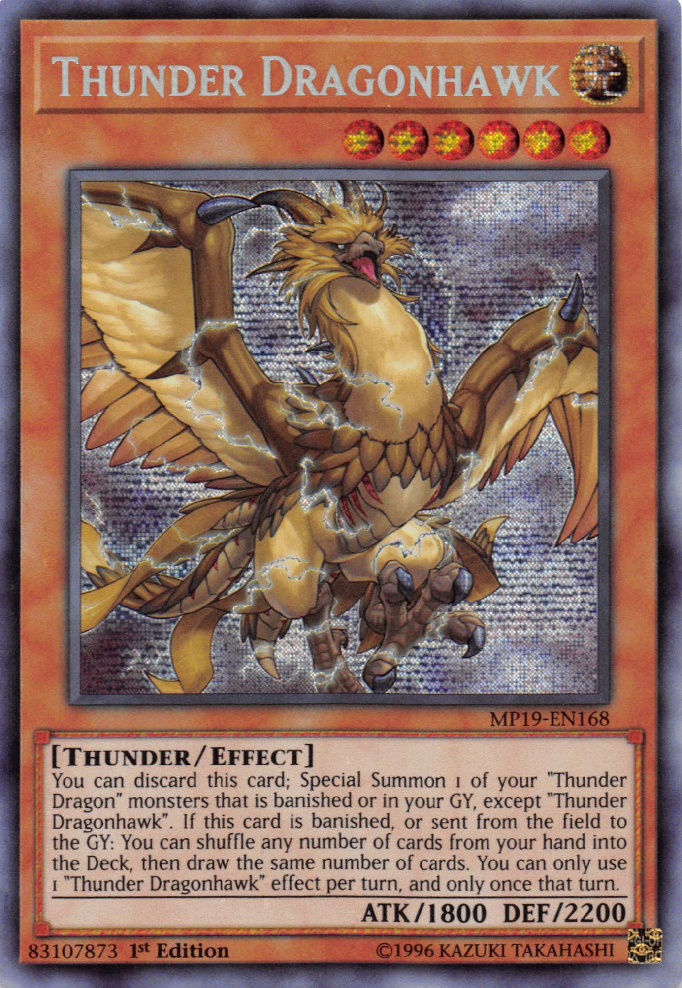 Thunder Dragonhawk [MP19-EN168] Prismatic Secret Rare