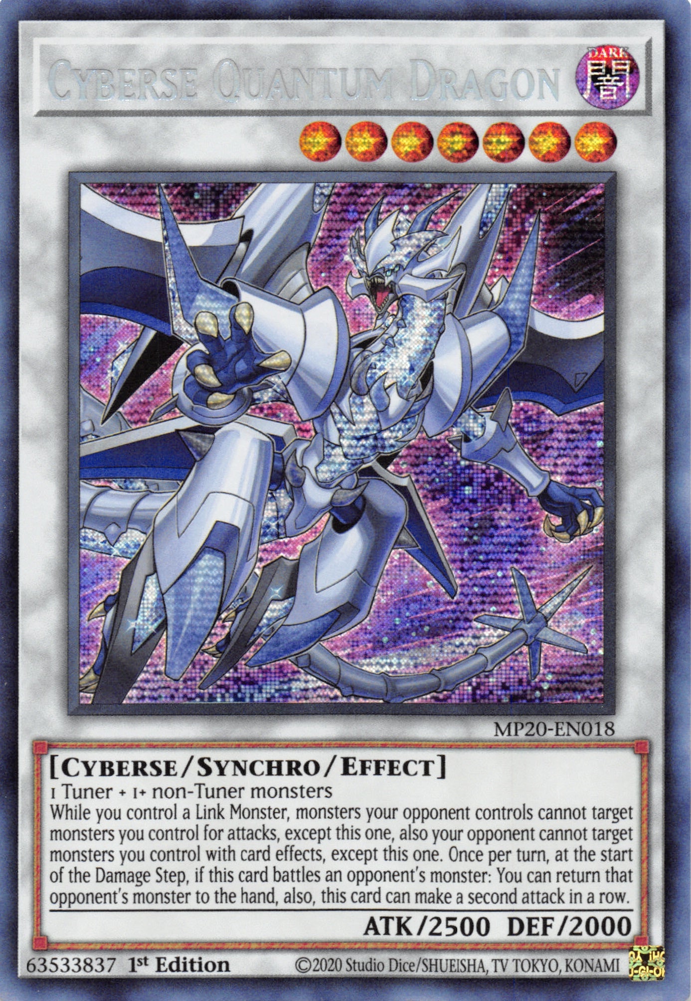 Cyberse Quantum Dragon [MP20-EN018] Prismatic Secret Rare