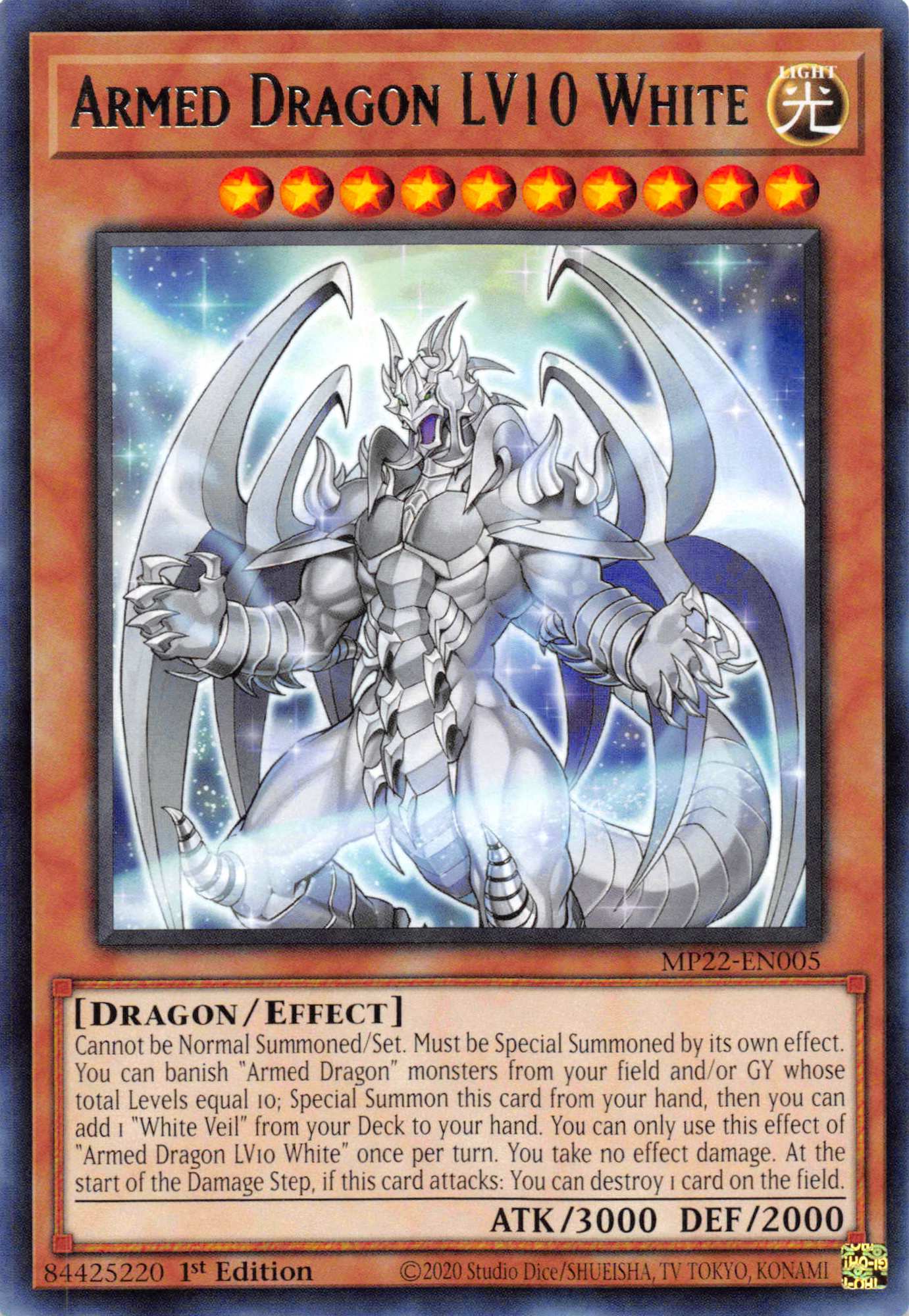 Armed Dragon LV10 White [MP22-EN005] Rare