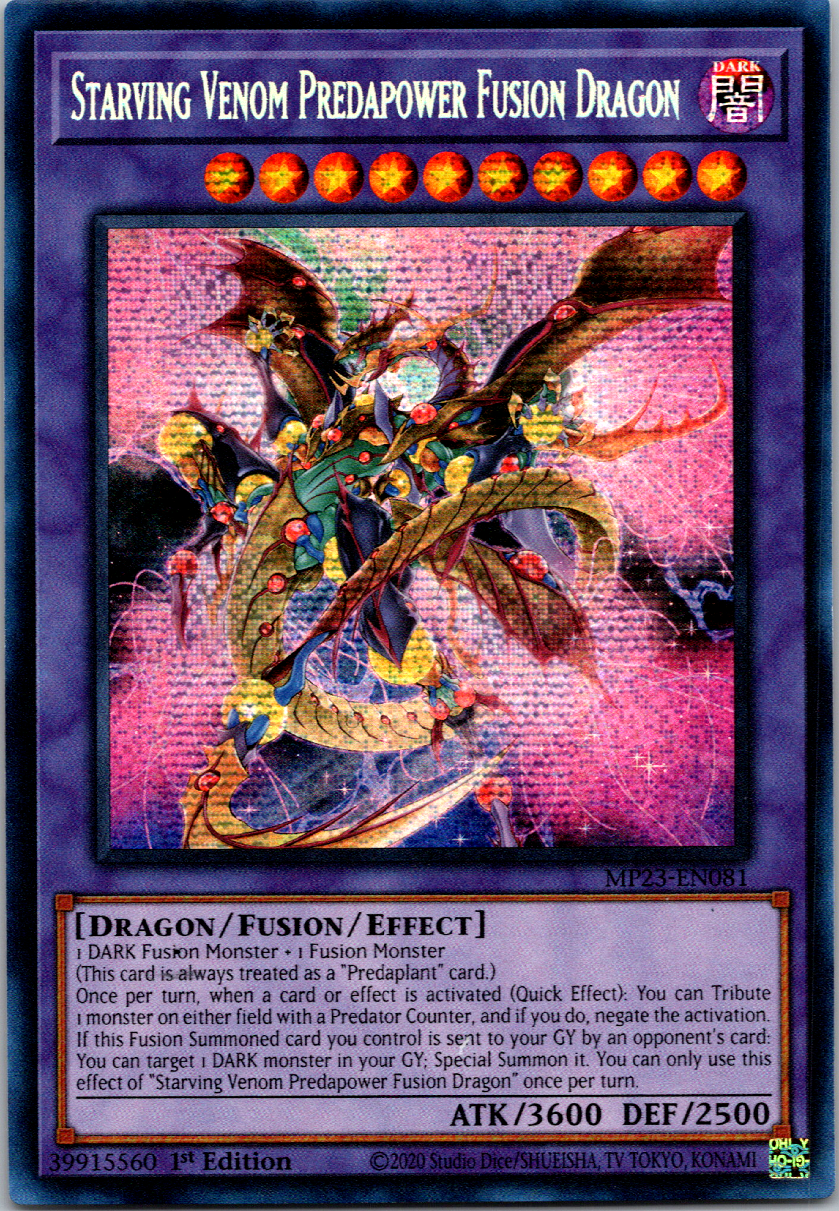 Starving Venom Predapower Fusion Dragon [MP23-EN081] Prismatic Secret Rare