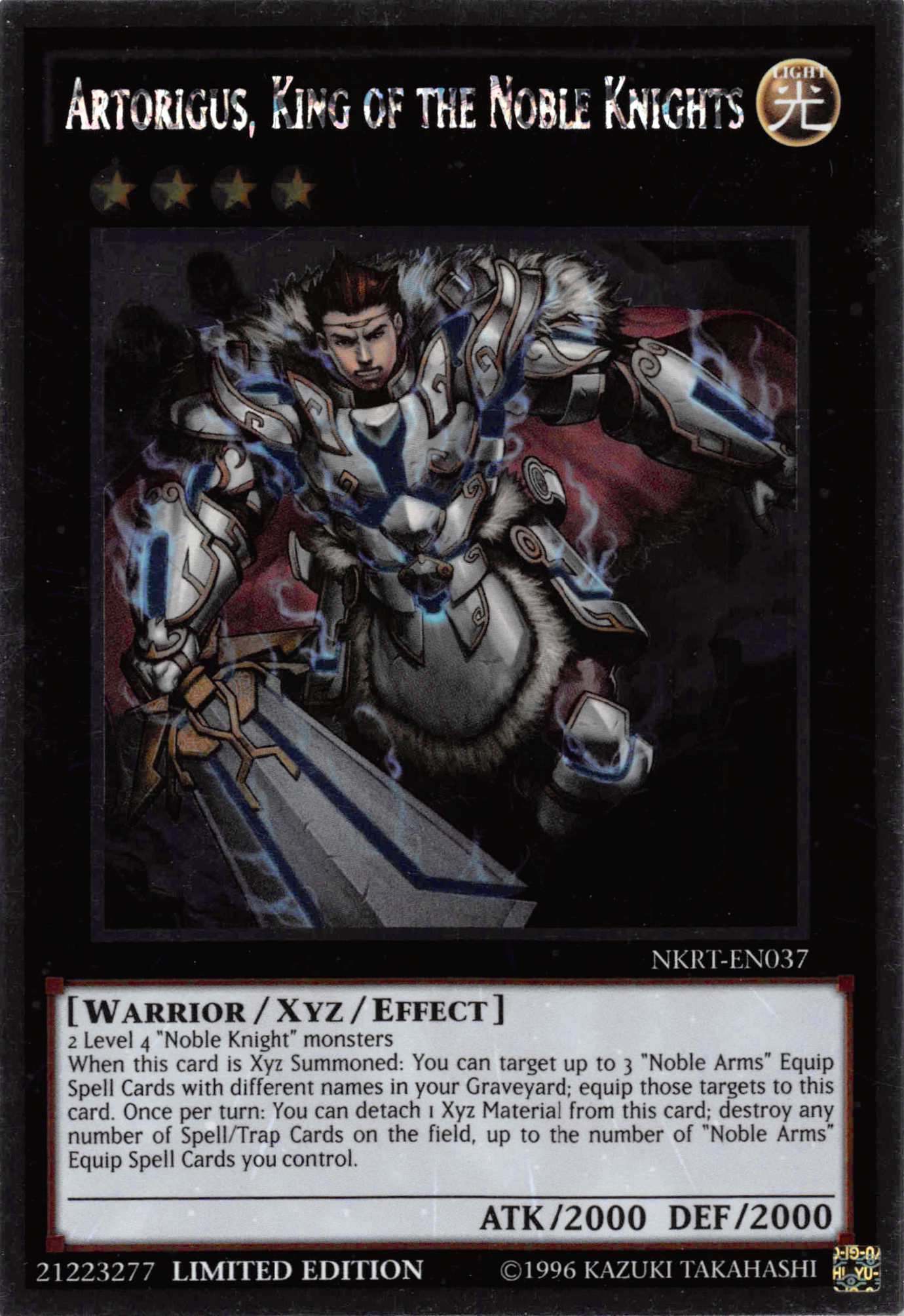 Artorigus, King of the Noble Knights [NKRT-EN037] Platinum Rare