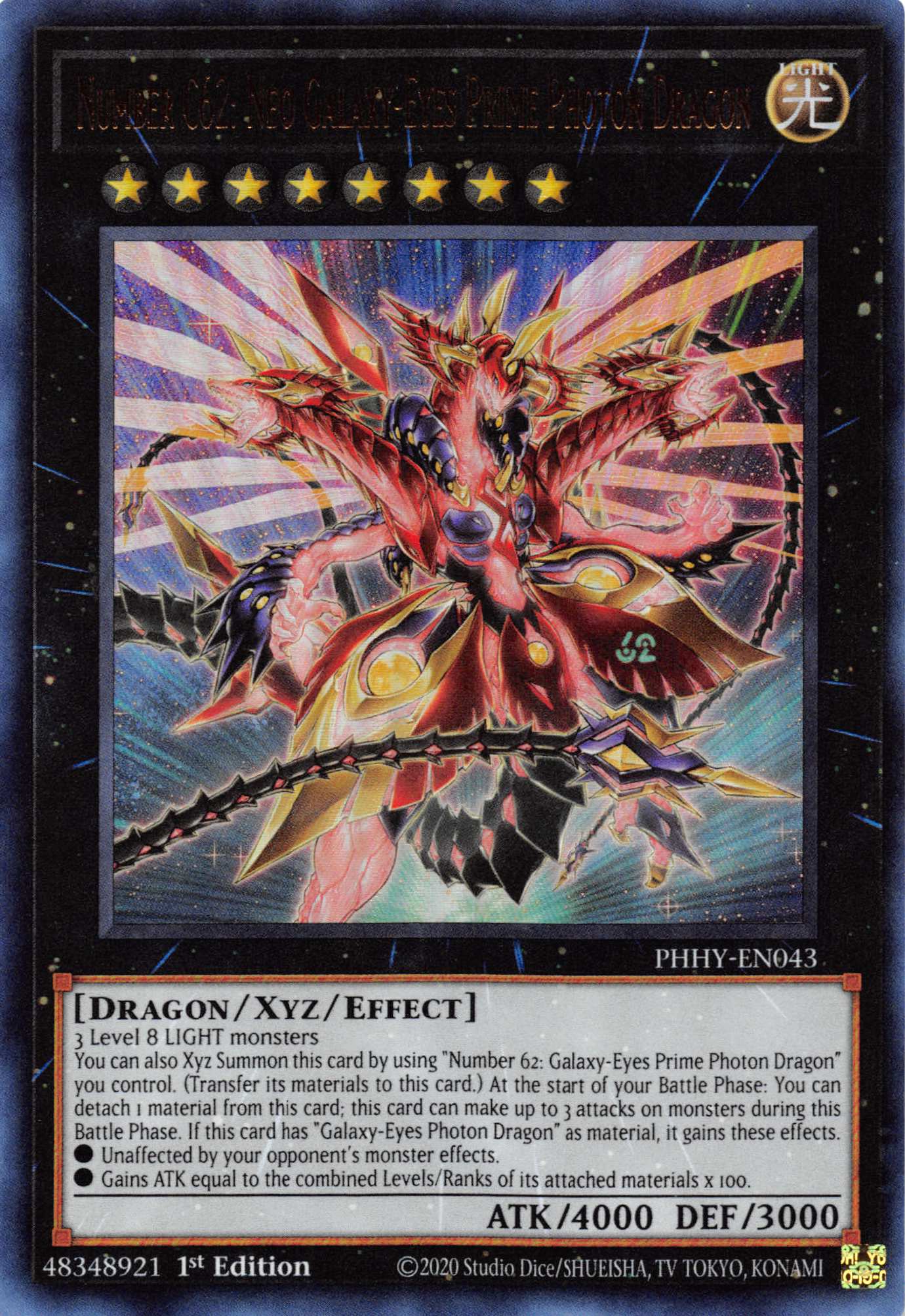 Number C62: Neo Galaxy-Eyes Prime Photon Dragon [PHHY-EN043] Ultra Rare