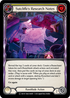 Sutcliffe's Research Notes (Yellow) (Rainbow Foil) [CRU155-RF] Unlimited Rainbow Foil - Duel Kingdom