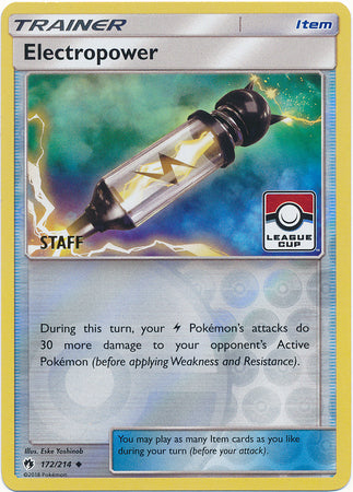 Electropower (172/214) (League Promo Staff) [Sun & Moon: Lost Thunder] - Duel Kingdom