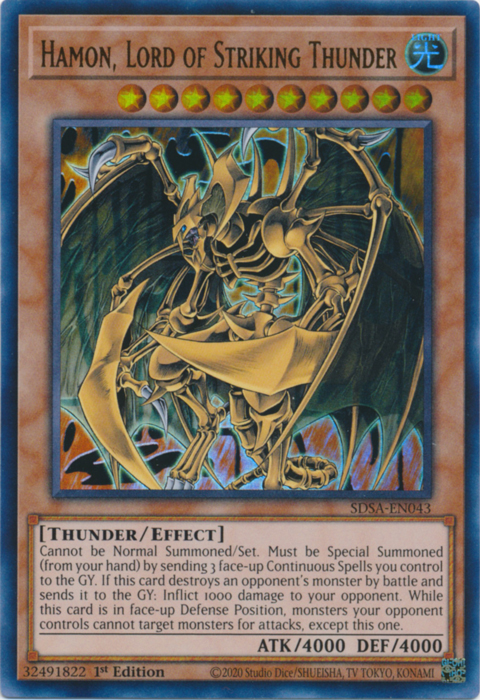 Hamon, Lord of Striking Thunder [SDSA-EN043] Ultra Rare - Duel Kingdom