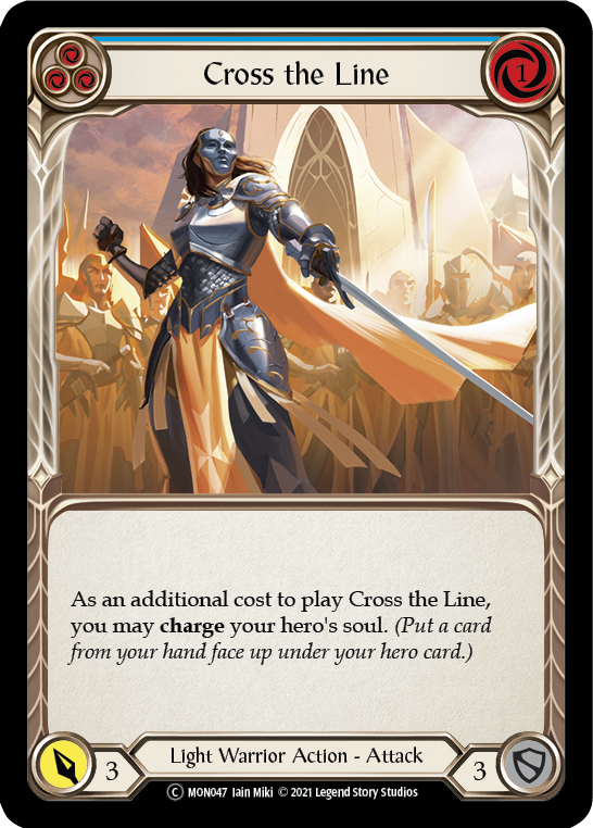 Cross the Line (Blue) (Rainbow Foil) [U-MON047-RF] Unlimited Rainbow Foil - Duel Kingdom