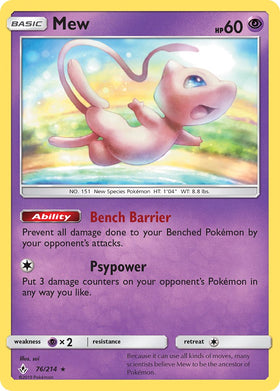 Mew [76/214] [SM - Unbroken Bonds] Holofoil