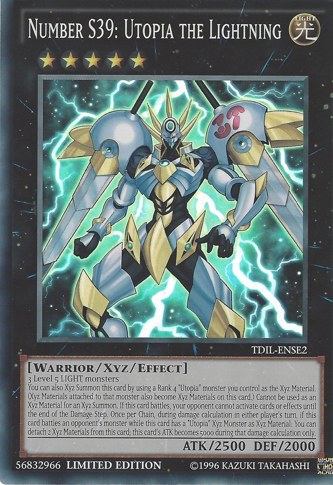 Number S39: Utopia the Lightning [TDIL-ENSE2] Super Rare - Duel Kingdom