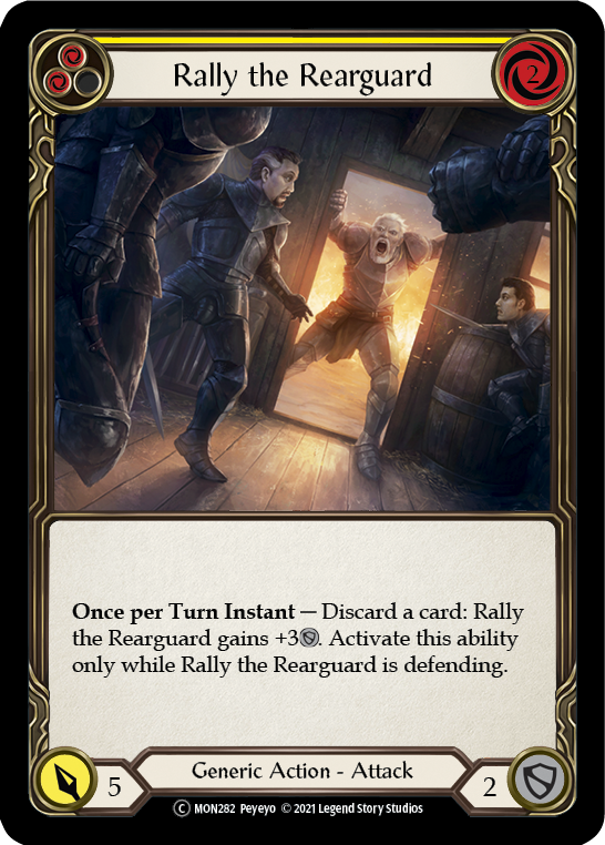 Rally the Rearguard (Yellow) (Rainbow Foil) [U-MON282-RF] Unlimited Rainbow Foil - Duel Kingdom