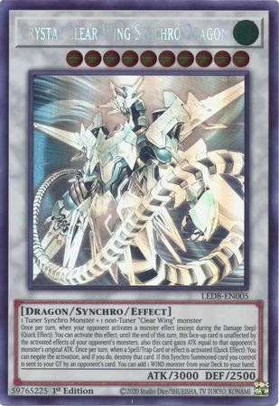 Crystal Clear Wing Synchro Dragon [LED8-EN005] Ghost Rare - Duel Kingdom
