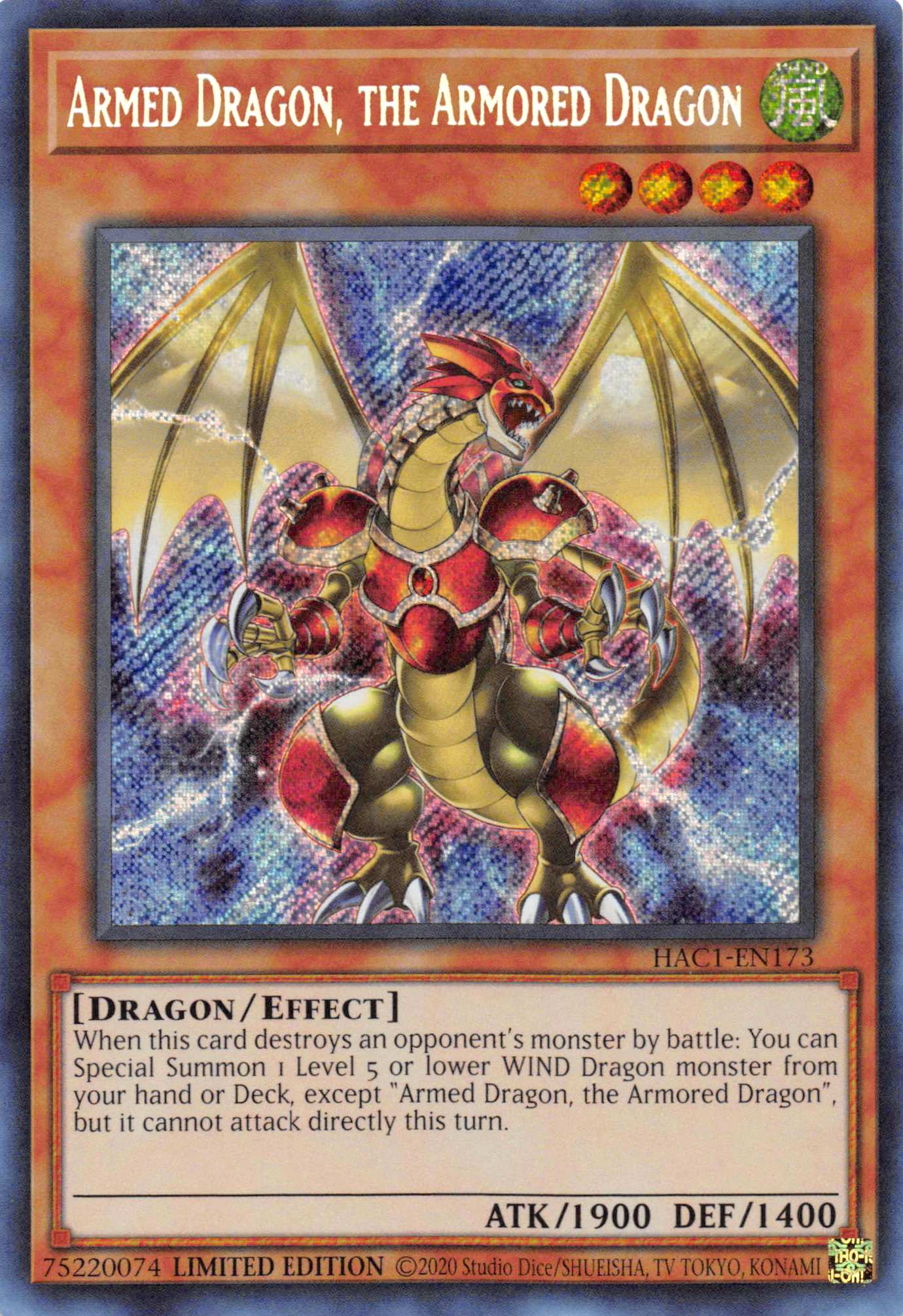 Armed Dragon, the Armored Dragon [HAC1-EN173] Secret Rare - Duel Kingdom