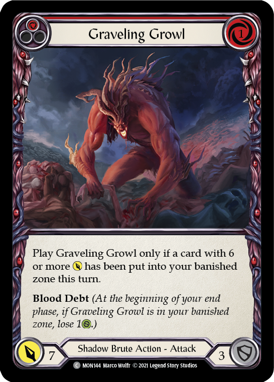 Graveling Growl (Red) [MON144] 1st Edition Normal - Duel Kingdom