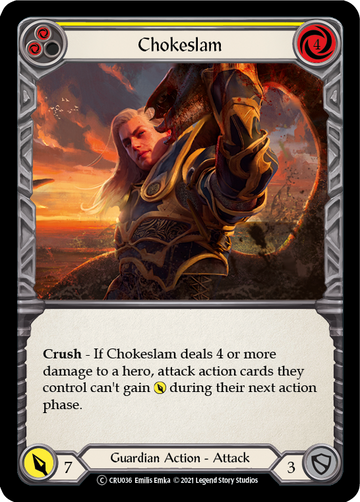 Chokeslam (Yellow) (Rainbow Foil) [CRU036-RF] Unlimited Rainbow Foil - Duel Kingdom