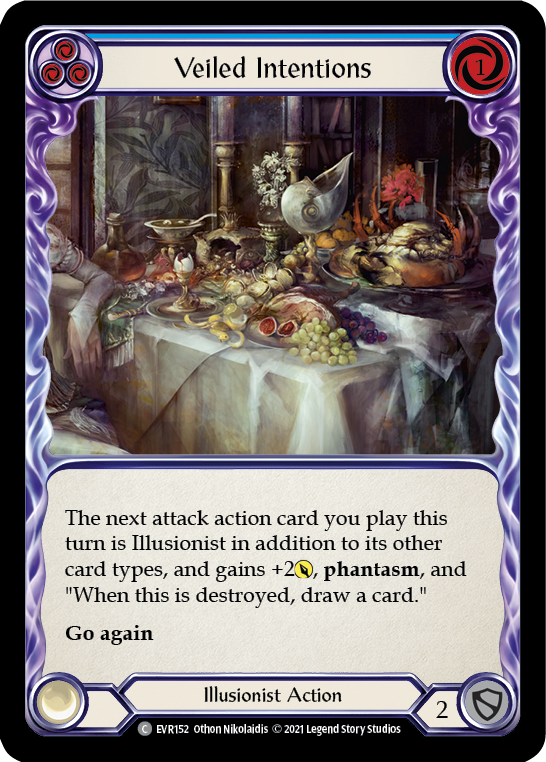 Veiled Intentions (Blue) [EVR152] 1st Edition Rainbow Foil - Duel Kingdom