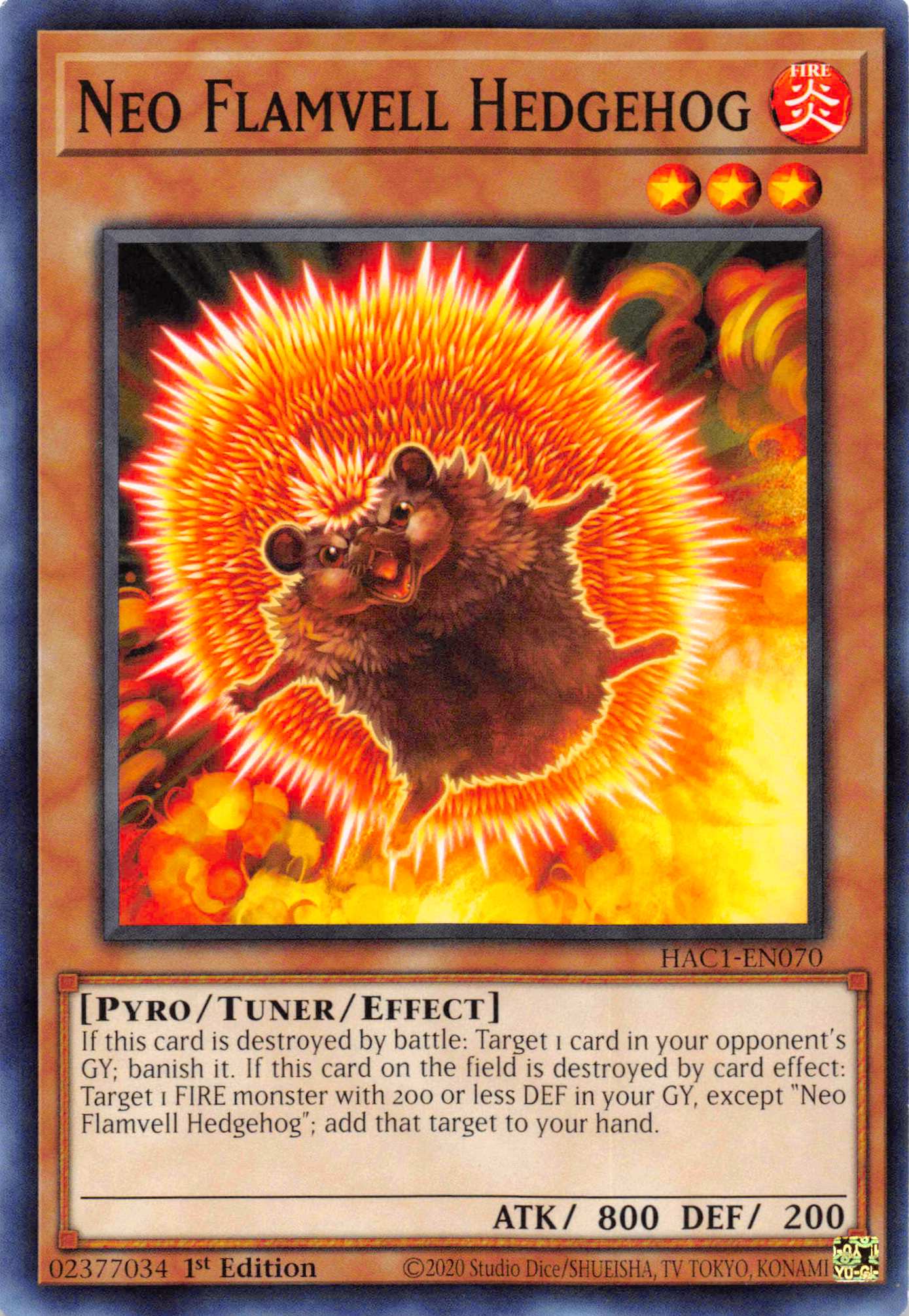 Neo Flamvell Hedgehog [HAC1-EN070] Common - Duel Kingdom